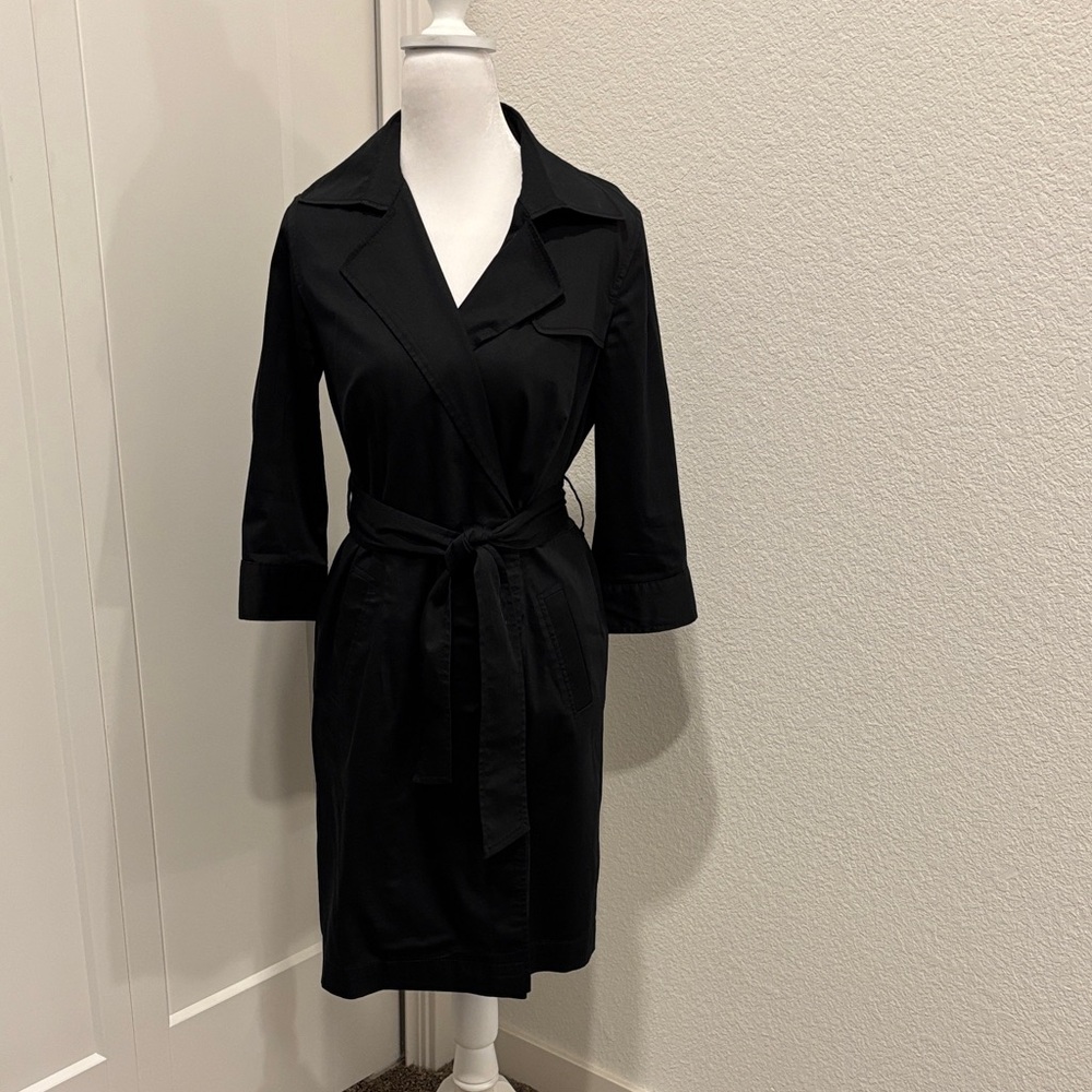 Ann Taylor Black Sheath Dress with Notched Collar